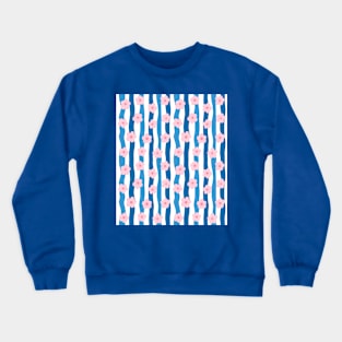 Pink and Blue Groovy Flowers Stripy Pattern Crewneck Sweatshirt